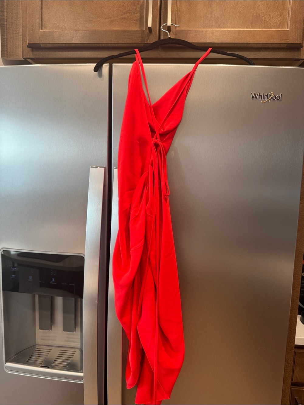 Amanda Uprichard Bright Red Draped Strapless Slip Dress with Side Tie